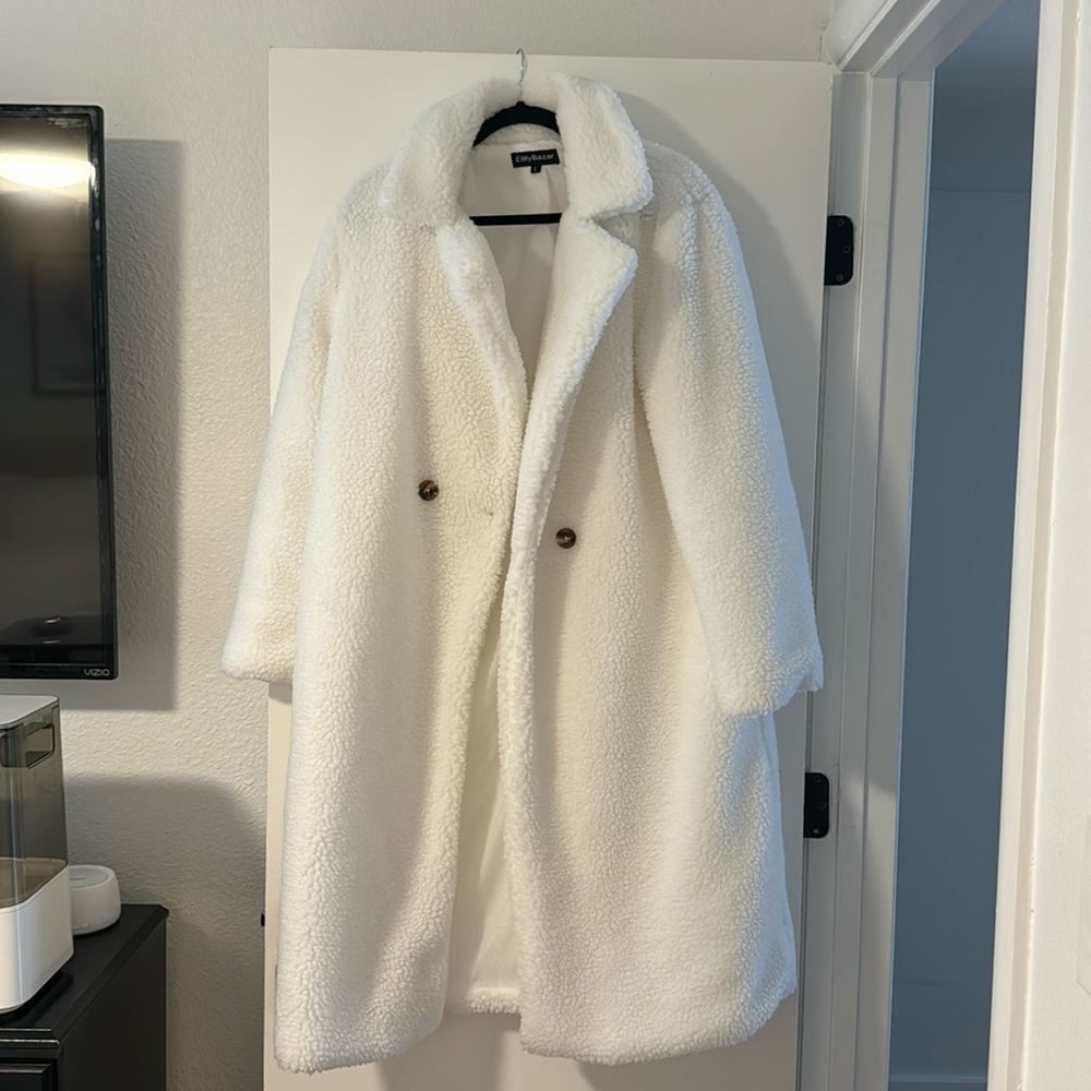 White oversized Teddy Jacket- size large